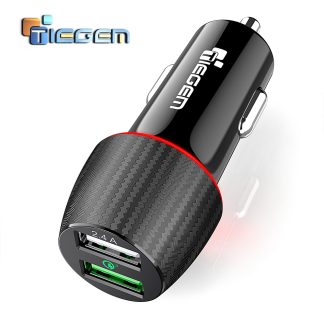 TIEGEM Dual USB Car Charger Adapter Carbon fiber textured