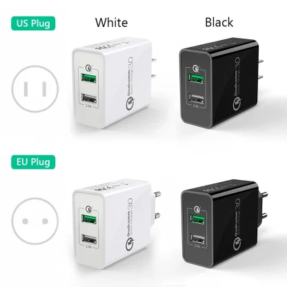 TIEGEM Dual USB Power Adapter Wall Charger US/EU Plug - 图片 2